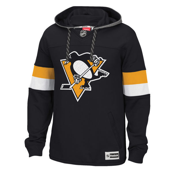 Pittsburgh Penguins Black All Stitched Men's Hooded Sweatshirt2 - Click Image to Close