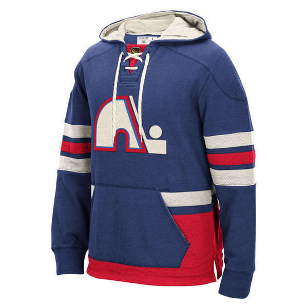 Quebec Nordiques Blue All Stitched Men's Hooded Sweatshirt