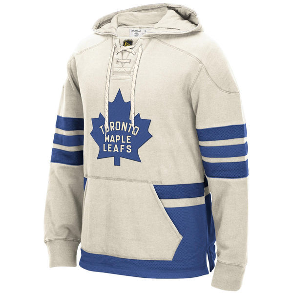 Toronto Maple Leafs Cream All Stitched Men's Hooded Sweatshirt