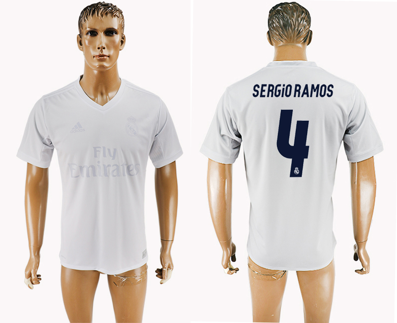 2016-17 Real Madrid 4 SERGIO RAMOS adidas x Parley Home Thailand Soccer Jersey 2016-17 Real Madrid 4 SERGIO RAMOS adidas x Parley Home Thailand Soccer Jersey