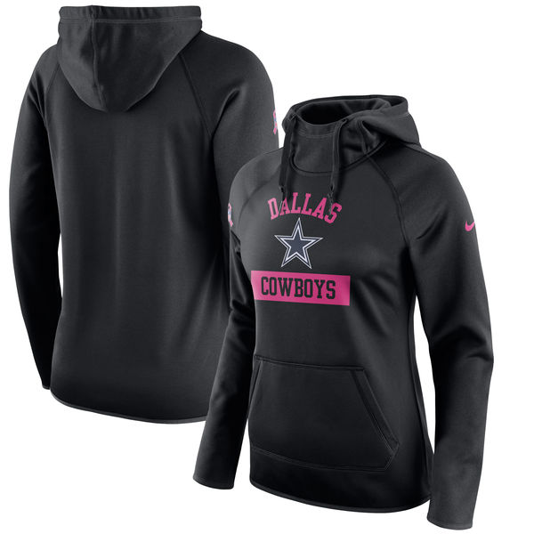 Dallas Cowboys Nike Women's Breast Cancer Awareness Circuit Performance Pullover Hoodie Black