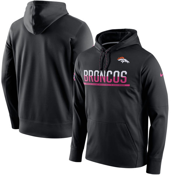 Denver Broncos Nike Breast Cancer Awareness Circuit Performance Pullover Hoodie Black - Click Image to Close