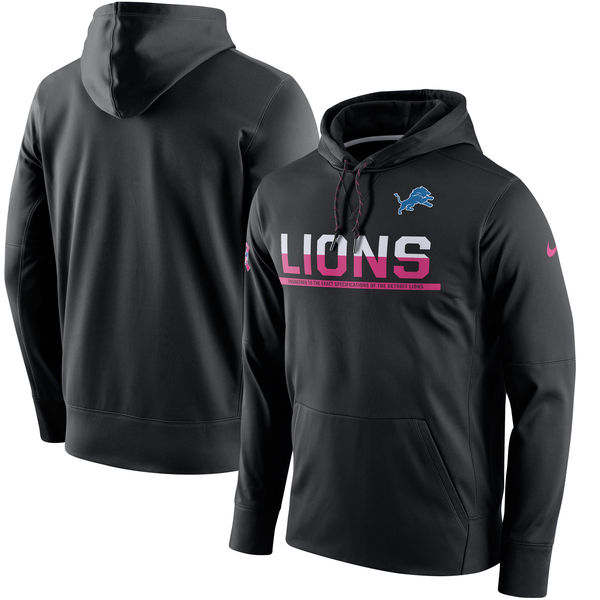 Detroit Lions Nike Breast Cancer Awareness Circuit Performance Pullover Hoodie Black