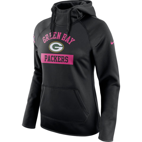 Green Bay Packers Nike Women's Breast Cancer Awareness Circuit Performance Pullover Hoodie Black