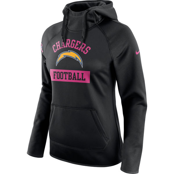 San Diego Chargers Nike Women's Breast Cancer Awareness Circuit Performance Pullover Hoodie Black