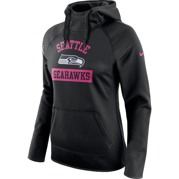 Seattle Seahawks Nike Women's Breast Cancer Awareness Circuit Performance Pullover Hoodie Black