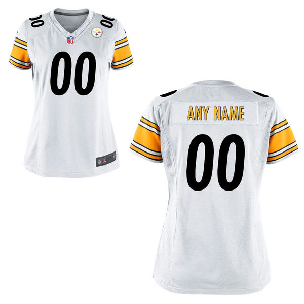Nike Steelers White Women Game Customized Jersey
