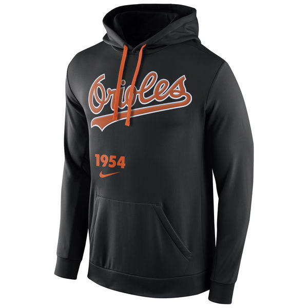 Baltimore Orioles Nike Black Cooperstown Performance Men's Pullover Hoodie - Click Image to Close