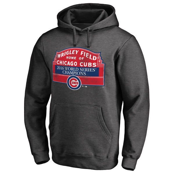 Chicago Cubs Heather Gray 2016 World Series Champions Sign Win Men's Pullover Hoodie