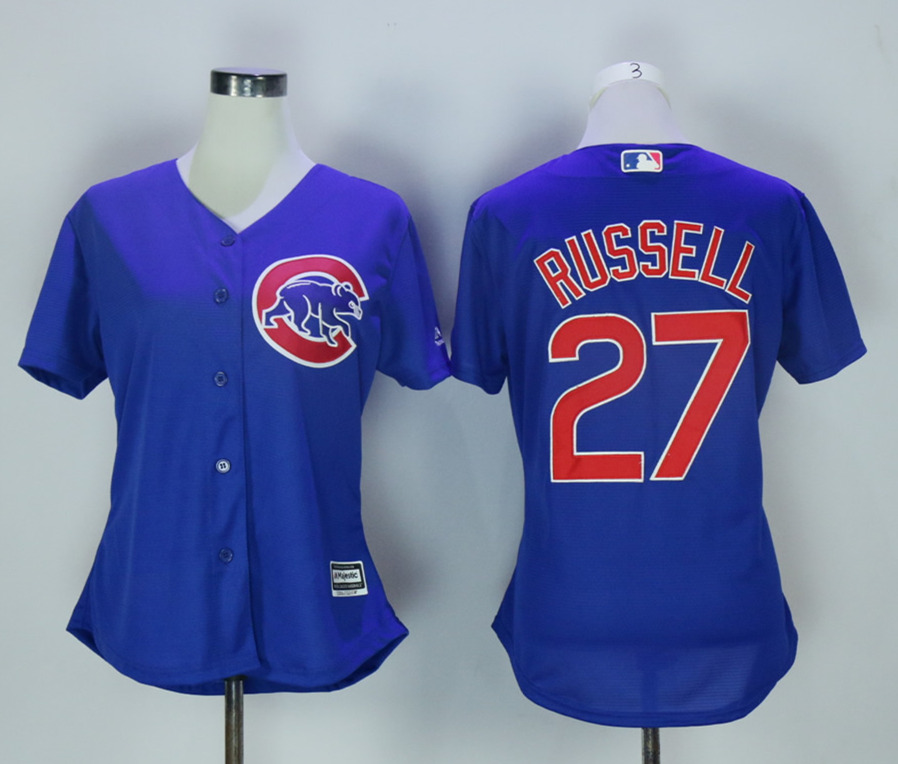 Cubs 27 Addison Russell Blue Women New Cool Base Jersey