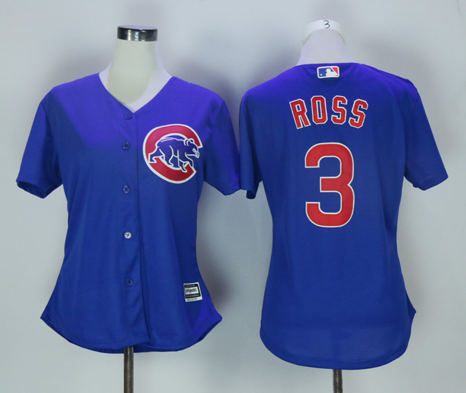 Cubs 3 David Ross Blue Women New Cool Base Jersey - Click Image to Close