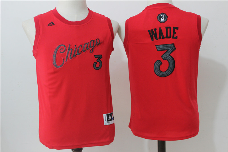 Bulls 3 Dwyane Wade Red Youth 2016 Christmas Day Swingman Jersey - Click Image to Close
