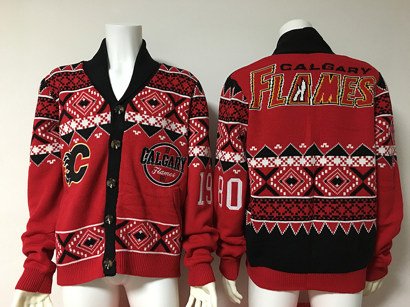 Calgary Flames NHL Adult Ugly Cardigan Sweater