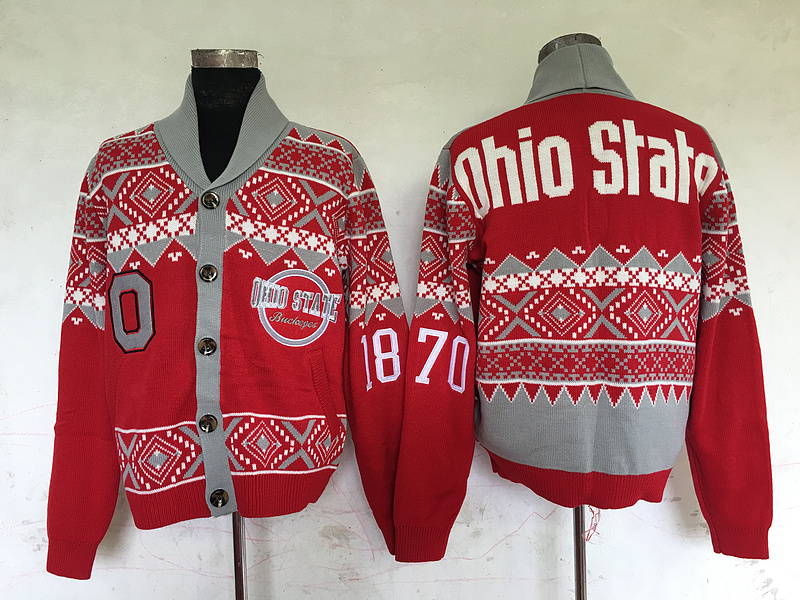 Ohio State Buckeyes NCAA Adult Ugly Cardigan Sweater