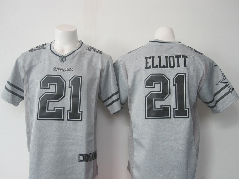 Nike Cowboys 21 Ezekiel Elliott Gridiron Gray II Limited Jersey