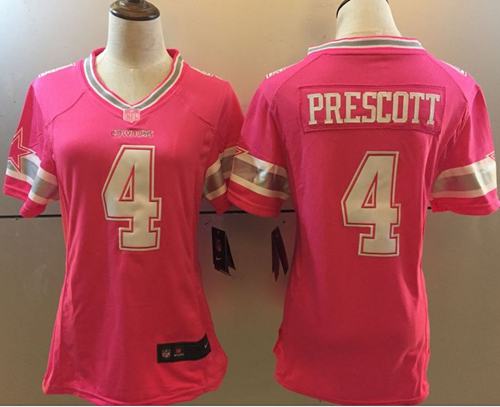 Nike Cowboys 4 Dak Prescott Pink Bubble Gum Women Game Jersey - Click Image to Close