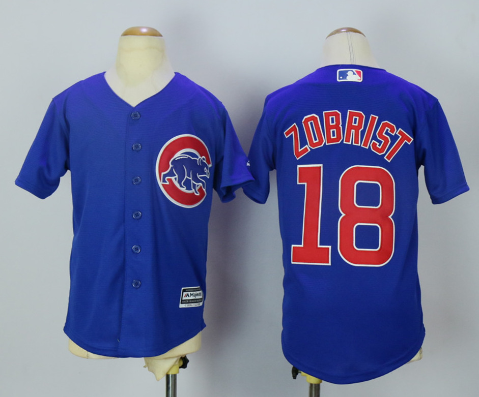 Cubs 18 Ben Zobrist Blue Youth New Cool Base Jersey