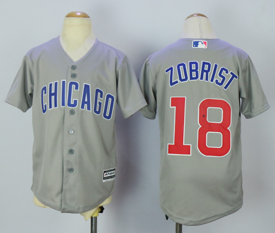Cubs 18 Ben Zobrist Grey Youth New Cool Base Jersey