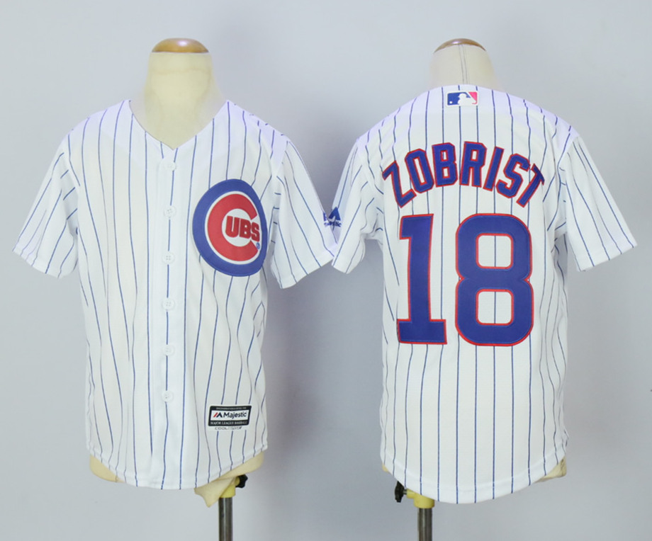 Cubs 18 Ben Zobrist White Youth New Cool Base Jersey