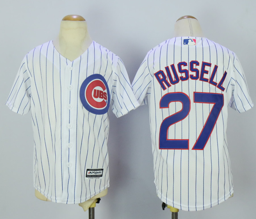 Cubs 27 Addison Russell White Youth New Cool Base Jersey