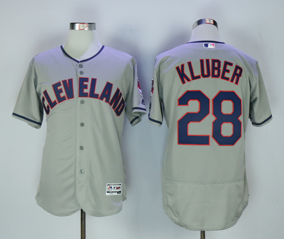 Indians 28 Corey Kluber Grey Flexbase Jersey