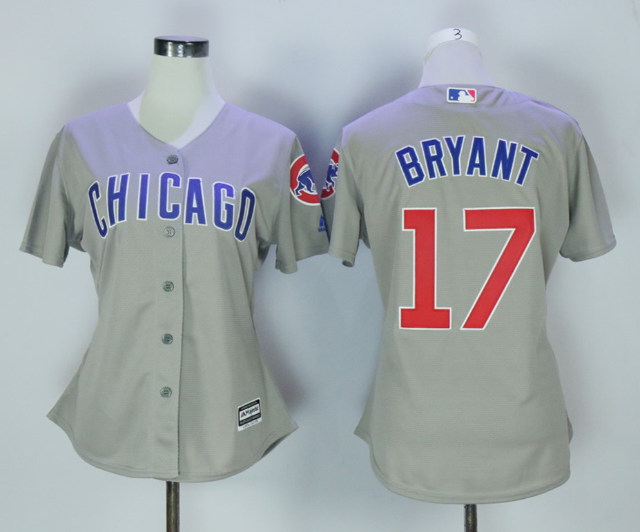 Cubs 17 Kris Bryant Grey Women New Cool Base Jersey
