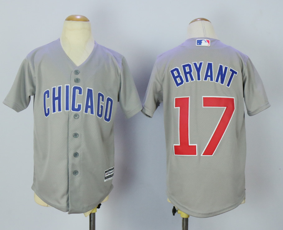 Cubs 17 Kris Bryant Grey Youth New Cool Base Jersey