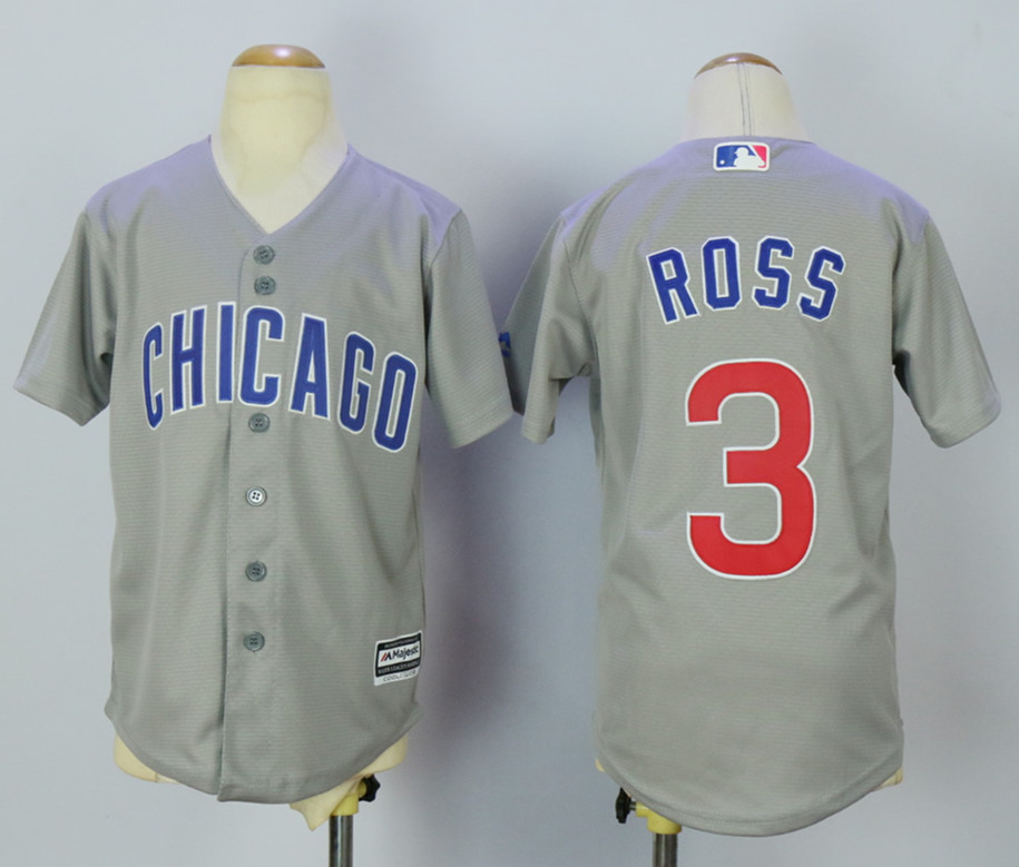 Cubs 3 David Ross Grey Youth New Cool Base Jersey
