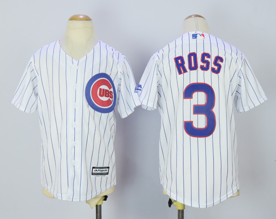 Cubs 3 David Ross White Youth New Cool Base Jersey