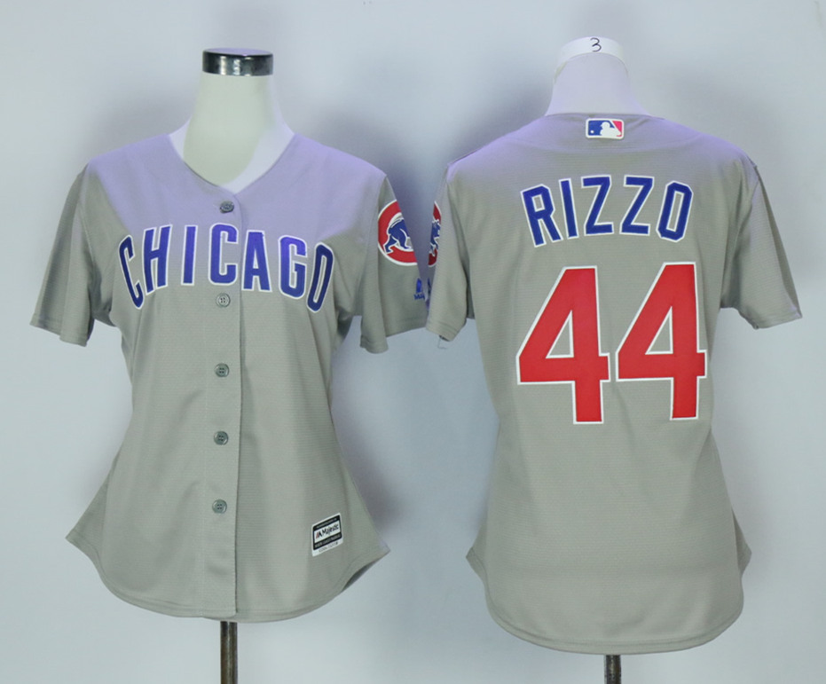 Cubs 44 Anthony Rizzo Grey Women New Cool Base Jersey