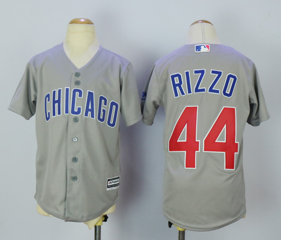 Cubs 44 Anthony Rizzo Grey Youth New Cool Base Jersey