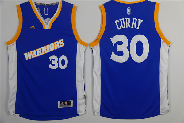 Warriors 30 Stephen Curry Blue Throwback Swingman Jersey
