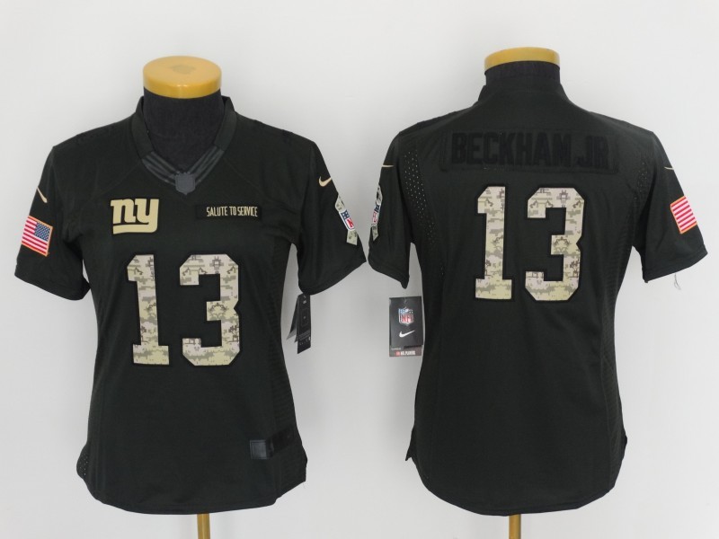 Nike Giants 13 Odell Beckham Jr Anthracite Women Salute to Service Limited Jersey