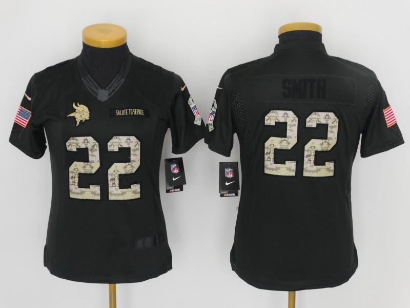 Nike Vikings 22 Harrison Smith Anthracite Women Salute to Service Limited Jersey