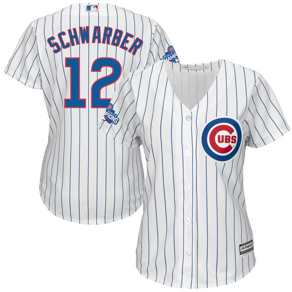 Cubs 12 Kyle Schwarber White 2016 World Series Champions Women New Cool Base Jersey - Click Image to Close