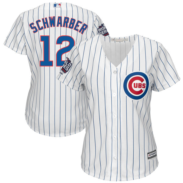 Cubs 12 Kyle Schwarber White 2016 World Series Women New Cool Base Jersey