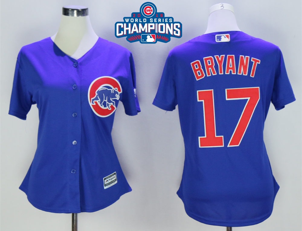 Cubs 17 Kris Bryant Royal 2016 World Series Champions Women New Cool Base Jersey - Click Image to Close