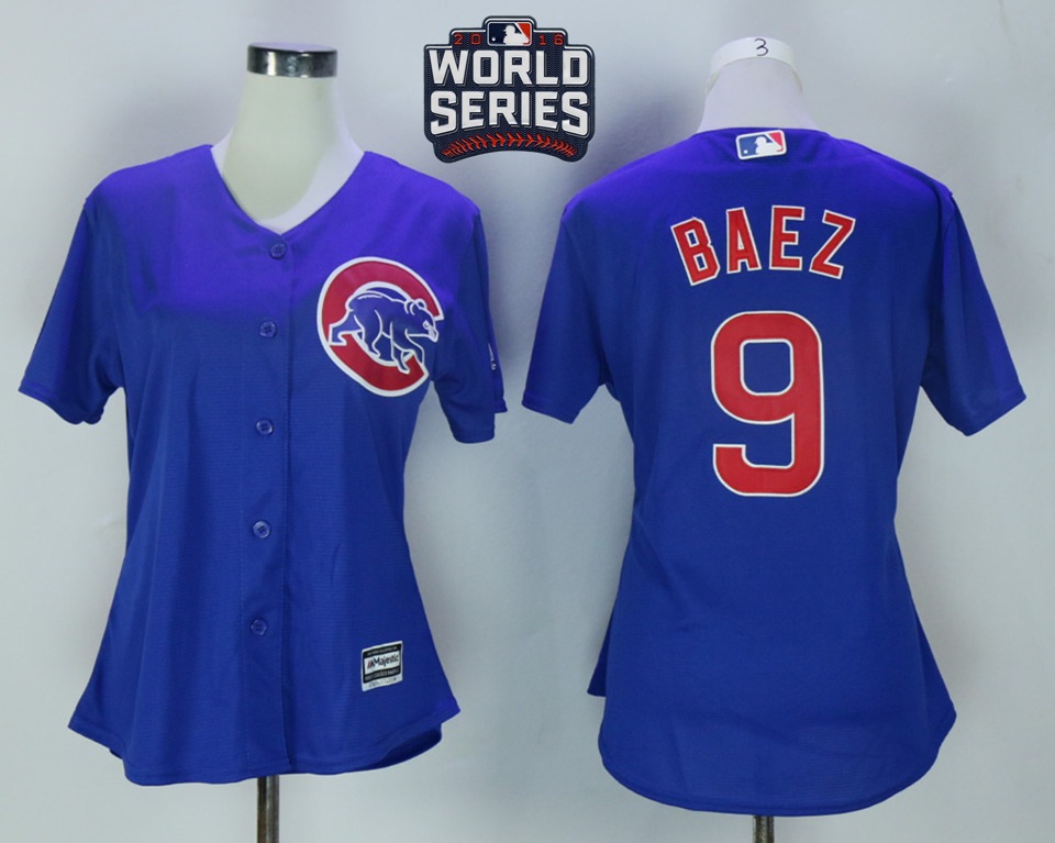 Cubs 9 Javier Baez Royal 2016 World Series Women New Cool Base Jersey