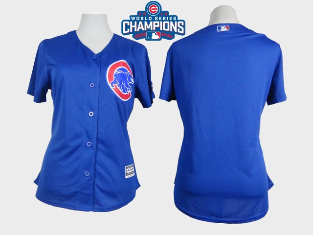 Cubs Blank Royal 2016 World Series Champions Women New Cool Base Jersey - Click Image to Close