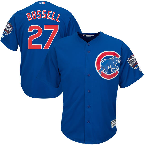 Cubs 27 Addison Russell Royal 2016 World Series New Cool Base Jersey