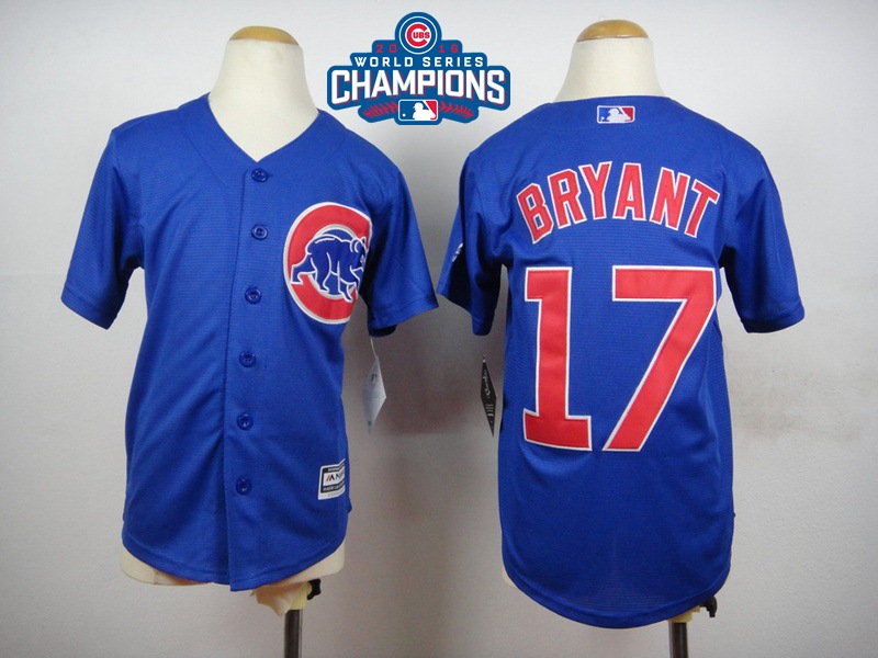 Cubs 17 Kris Bryant Royal 2016 World Series Champions Youth New Cool Base Jersey