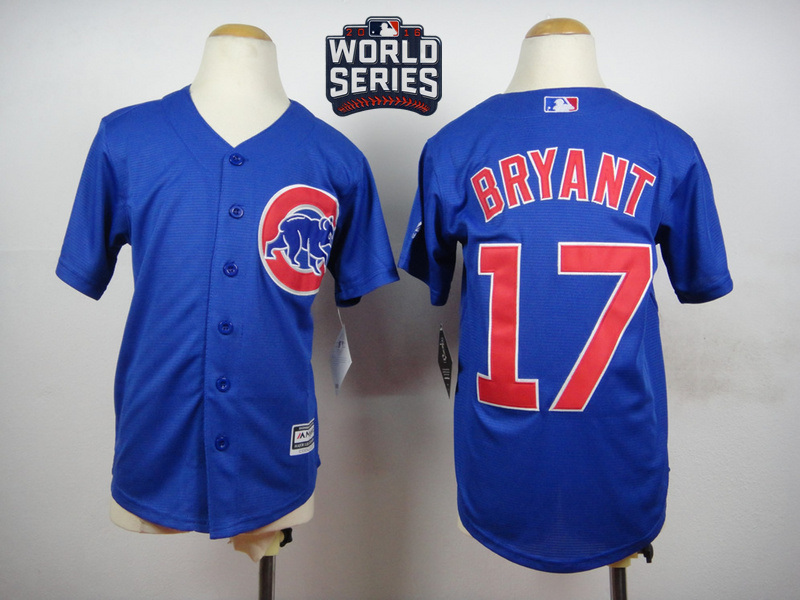 Cubs 17 Kris Bryant Royal 2016 World Series Youth New Cool Base Jersey