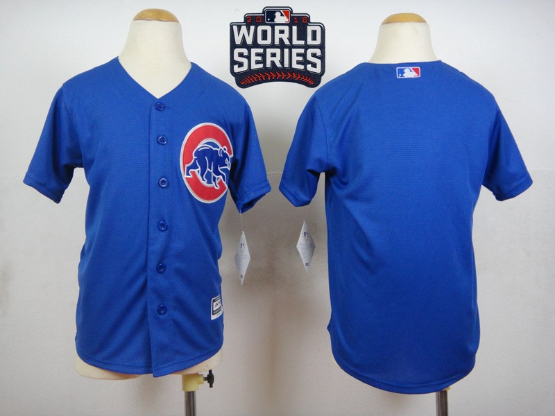 Cubs Blank Royal 2016 World Series Youth New Cool Base Jersey - Click Image to Close