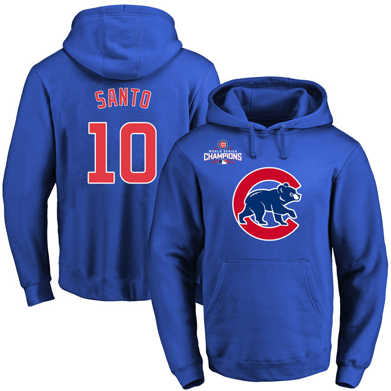 Cubs 10 Ron Santo Royal Alternate 2016 World Series Champions Pullover Hoodie