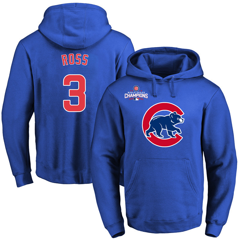 Cubs 3 David Ross Royal Alternate 2016 World Series Champions Pullover Hoodie