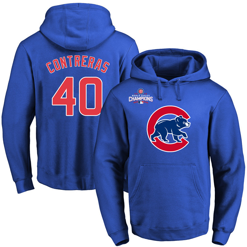 Cubs 40 Willson Contreras Royal Alternate 2016 World Series Champions Pullover Hoodie