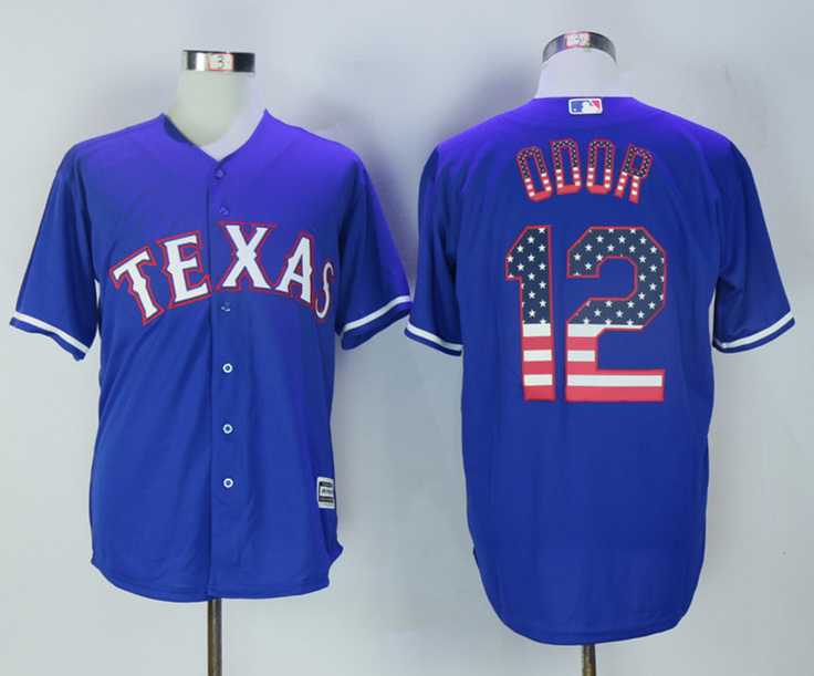 Rangers 12 Rougned Odor Blue USA Flag New Cool Base Jersey