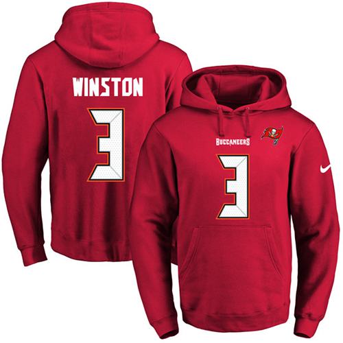 Nike Buccaneers 3 Jameis Winston Red Men's Pullover Hoodie