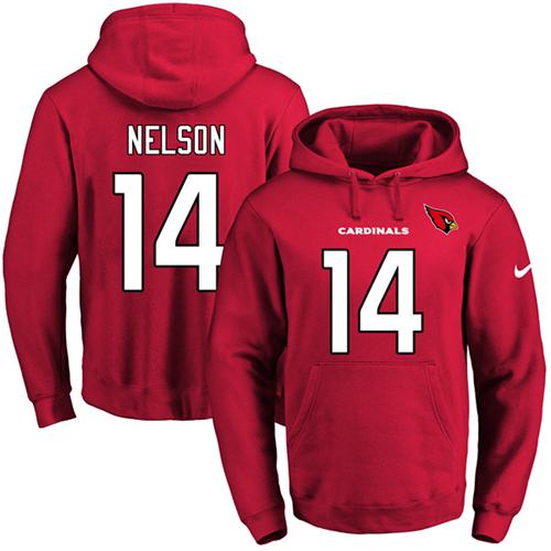 Nike Cardinals 14 J.J. Nelson Red Men's Pullover Hoodie