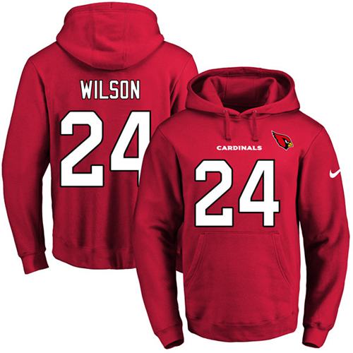 Nike Cardinals 24 Adrian Wilson Red Men's Pullover Hoodie